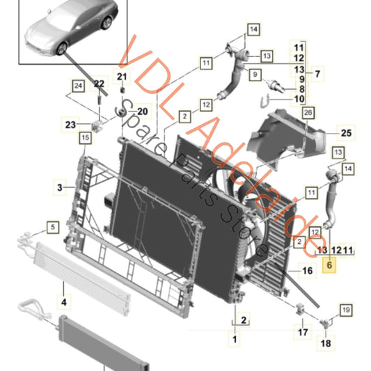 971121438 Porsche Left Side Radiator Cooling Hose Left 971121438 9A712143800