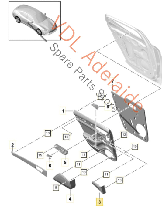 971035793 9710357935Q0 Porsche Panamera 971 Rear Left Door Mid Tone Speaker Cover Trim 971035793