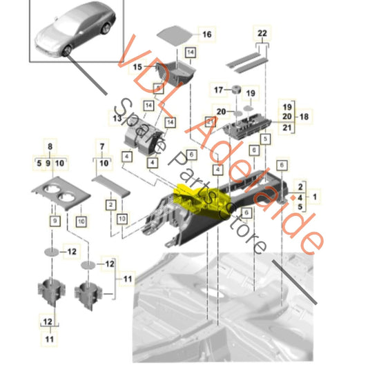 Porsche Panamera 971 Rear Console Chrome Trim Surround