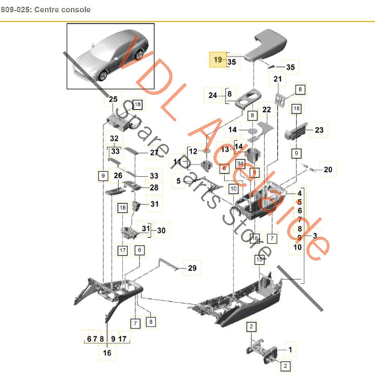 971867166AC21U Porsche Panamera 971 Interior Arm Rest Armrest Leather 971867166AC 21U for RHD
