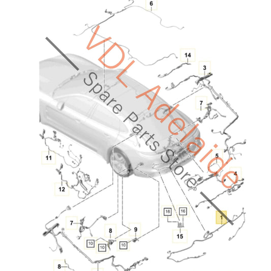 971971104A Porsche Panamera Rear Bumper Wiring Harness Cable 971971104A