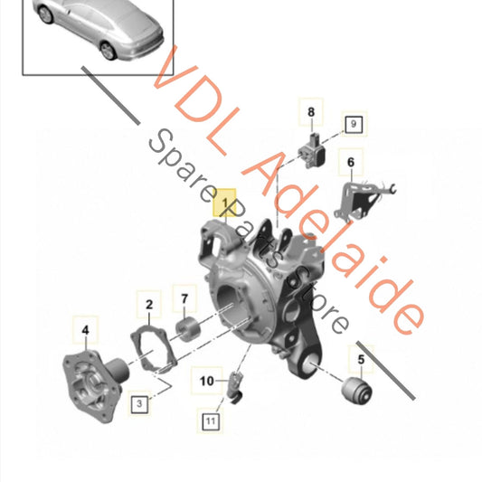 971505435G 971505435H 971505435B Porsche Panamera Left Rear Suspension Hub Knuckle with Wheel Bearing 971505435B 971505435G