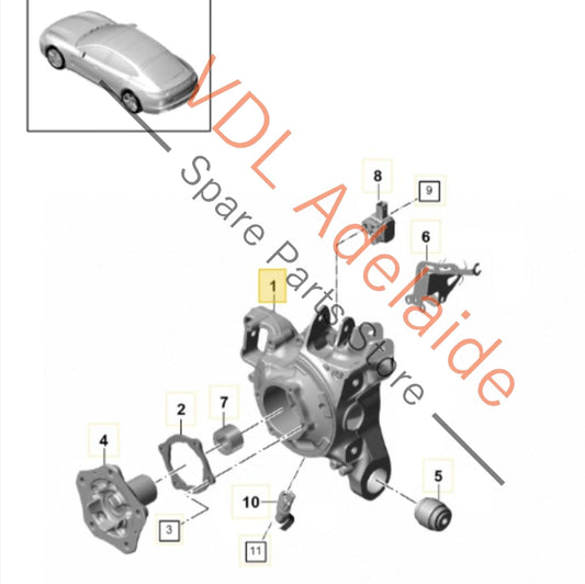 971505436G 971505436H 971505436B Porsche Panamera Right Rear Suspension Hub Knuckle with Wheel Bearing 971505436B 971505436G