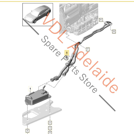 0DS317760 Porsche Panamera 3.0L Gear Oil Cooler Hose Pipe 0DS317760