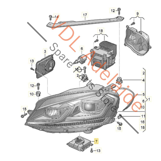 7P5941572AG VW Golf MK7 7.5 LED Headlight Head Light Power Module Controller 7P5941572AG