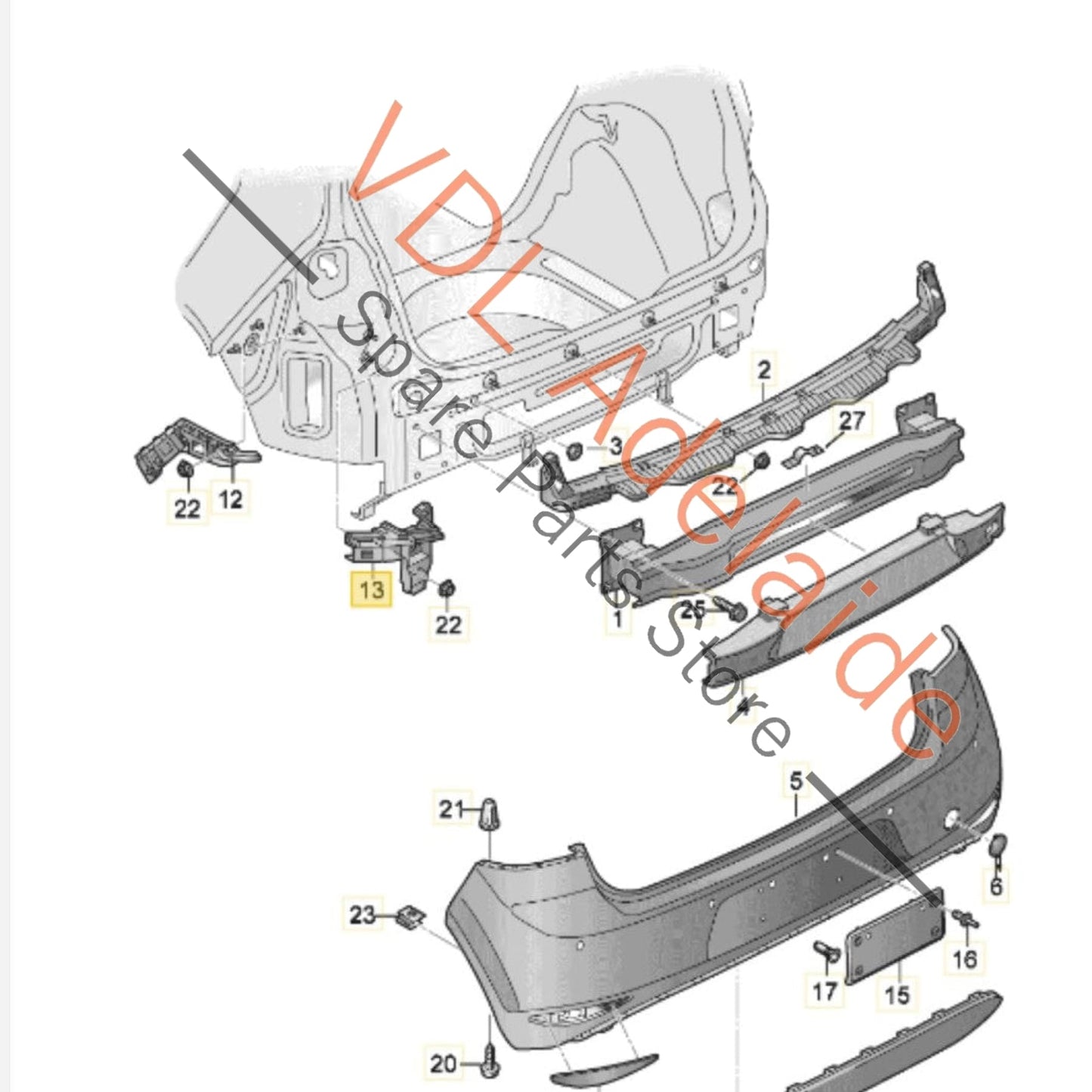 5G6807393A VW Golf MK7 Rear Left Bumper Bar Bracket 5G6807393A