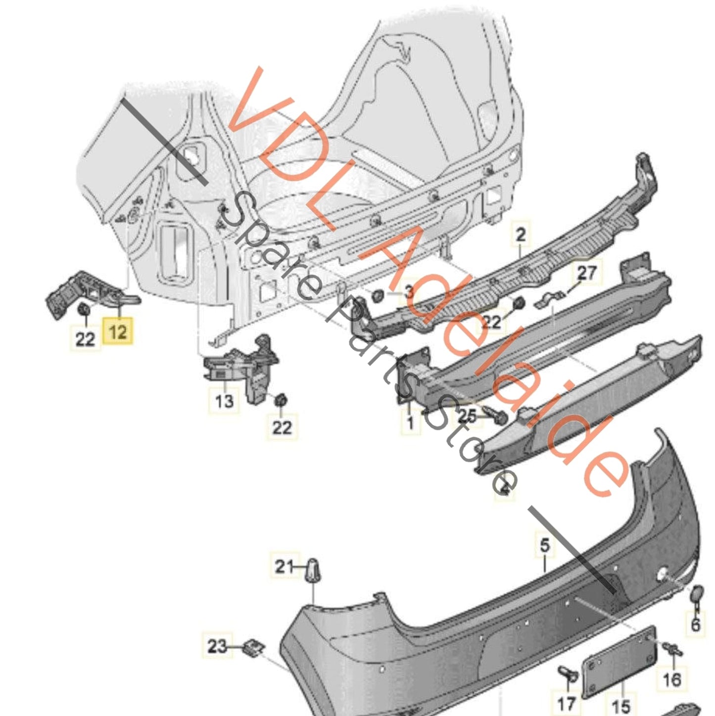 5G6807393 VW Golf MK7 Rear Left Bumper Bar Bracket 5G6807393