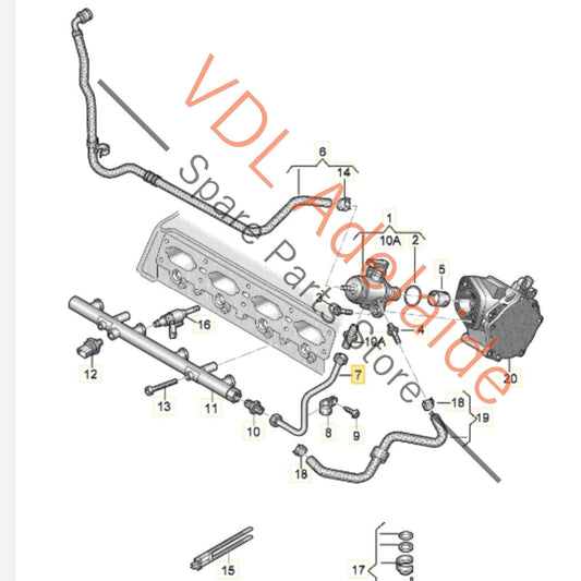 06K127501H    VW Golf MK7 Gti High Pressure Fuel Hose Pipe Stainless Steel 06K127501H