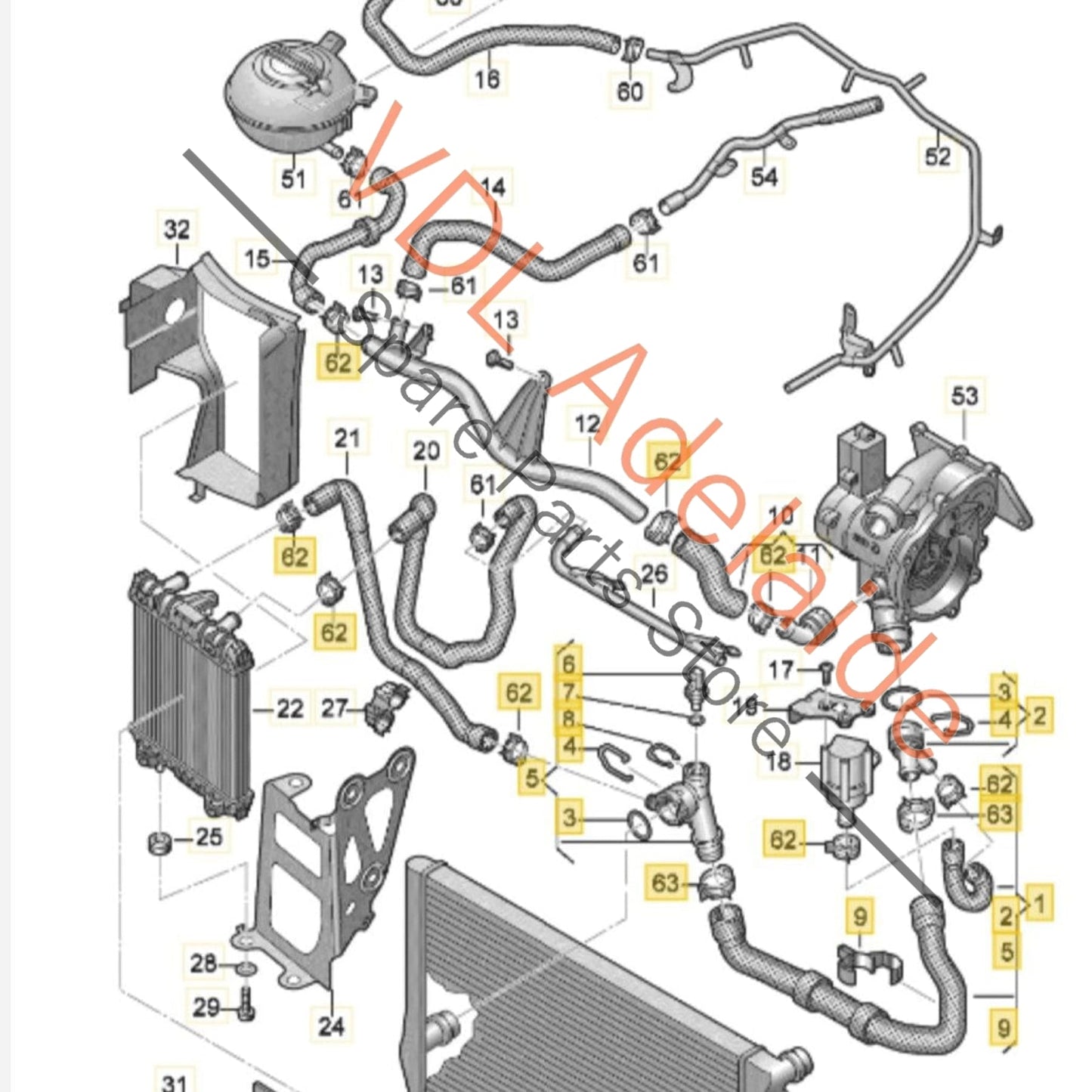 5Q0122051BC VW Golf MK7 Lower Radiator Cooling Hose Pipe 5Q0122051BC