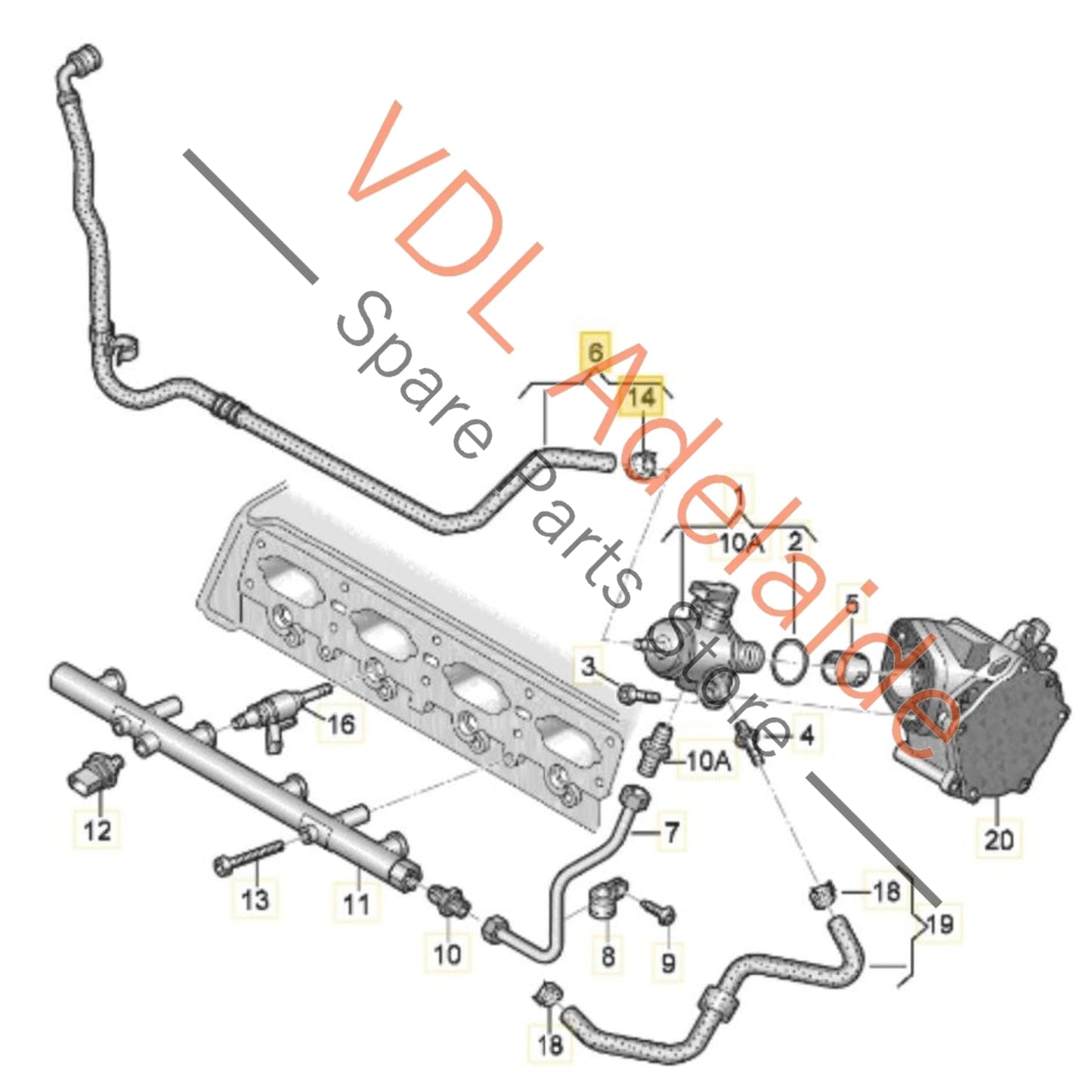 06K133986AK VW Golf MK7 Fuel Hose with Coupling 06K133986AK