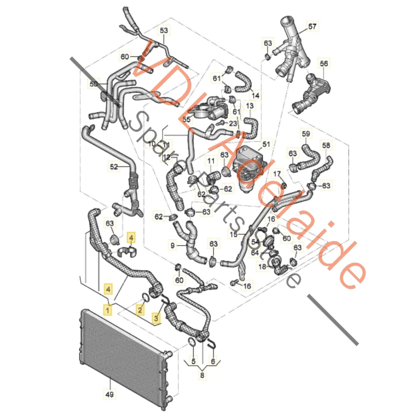 5Q0122051AR VW Golf MK7 7.5 Radiator Water Coolant Hose Pipe 5Q0122051AR