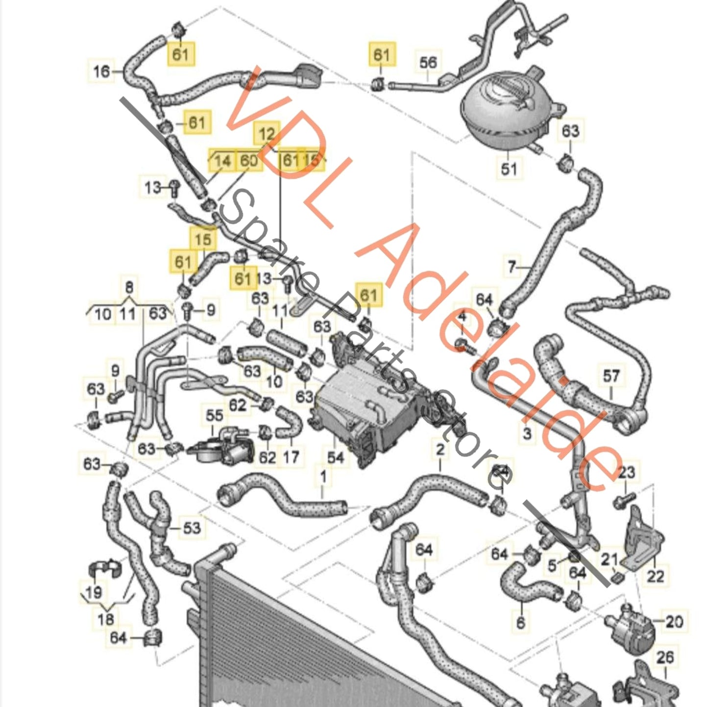 5Q0121064AS VW Golf MK7 7.5 Radiator Water Coolant Breather Hose Pipe 5Q0121064AS