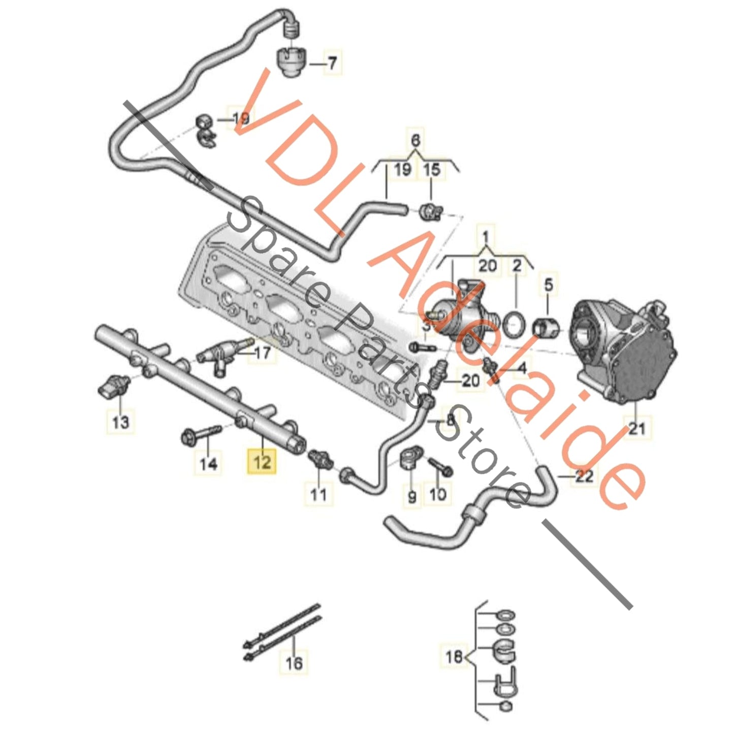 06K906051C 06K133317AA VW 2.0 Steel Fuel Rail and Pressure Sensor 06K133317AA 06K906051C