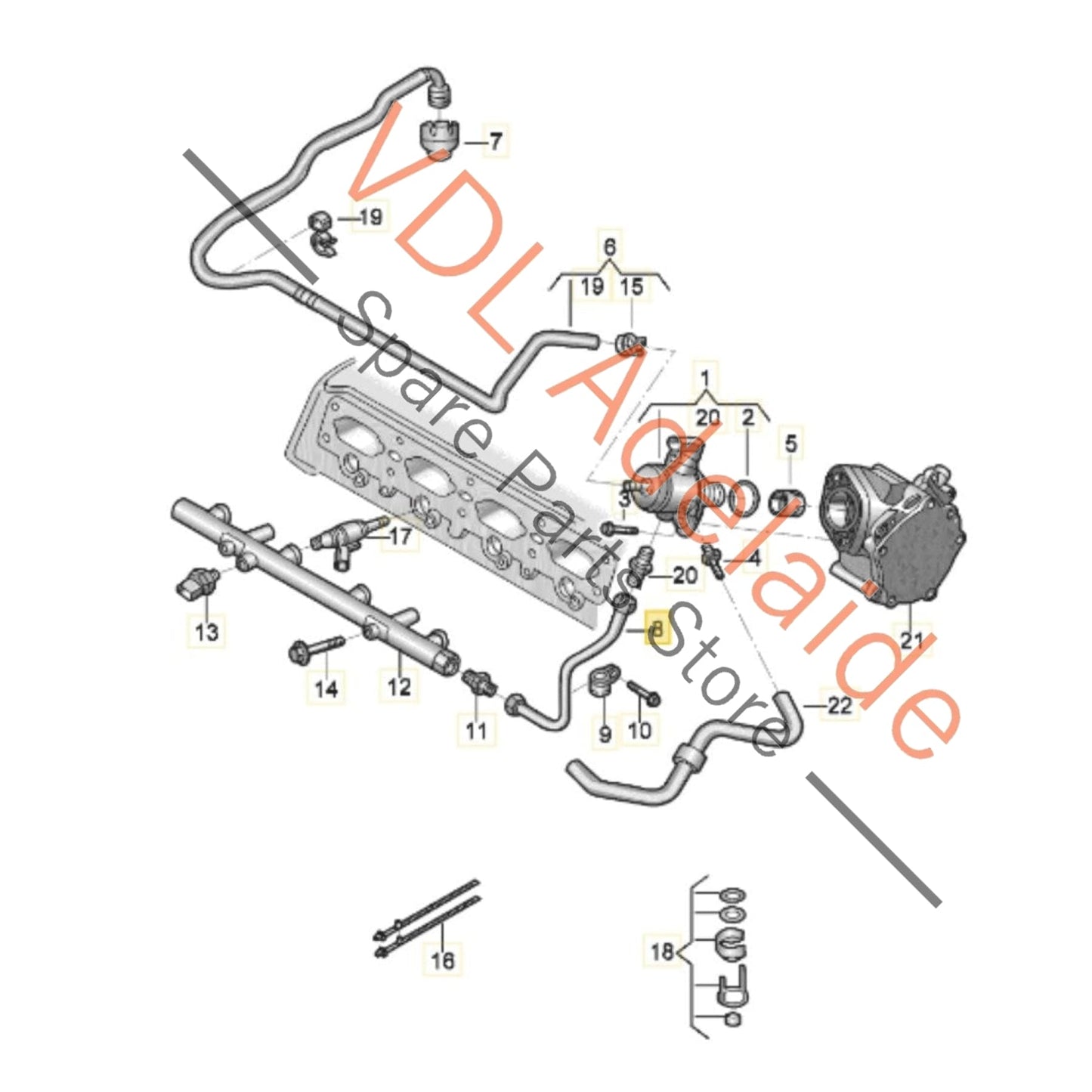 06K127501J VW Audi High Pressure Steel Fuel Hose Pipe Line 06K127501J