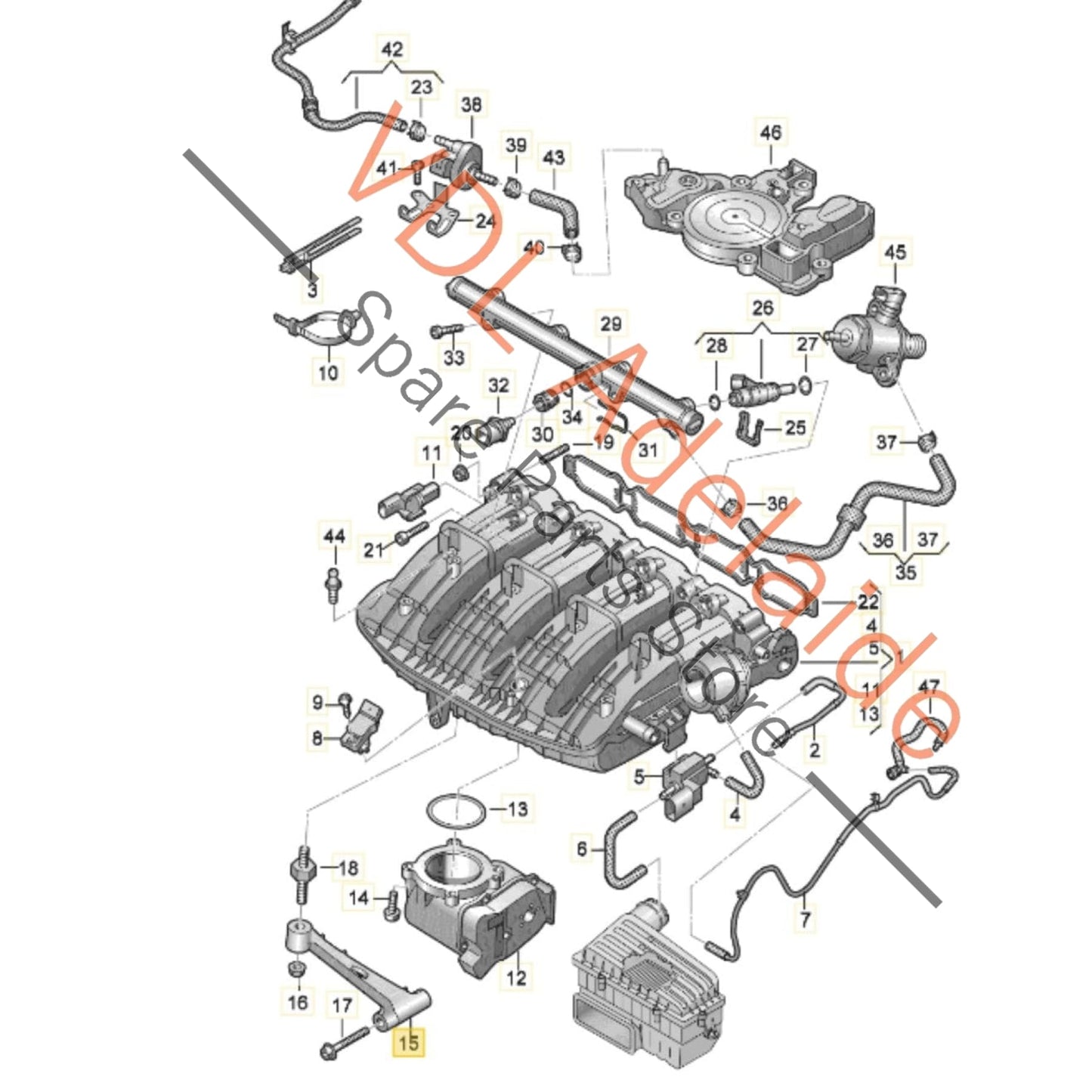 06L129723C VW Audi Inlet Manifold Support Brace Aluminium Bracket 06L129723C
