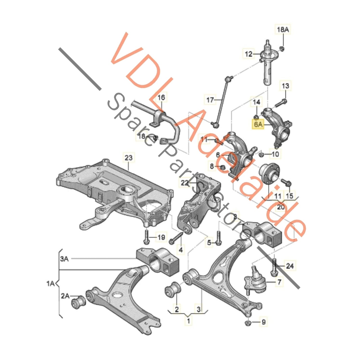 1K0407255AA VW Golf Mk5 Left Front Wheel Bearing Housing Hub Knuckle Suspension 1K0407255AA