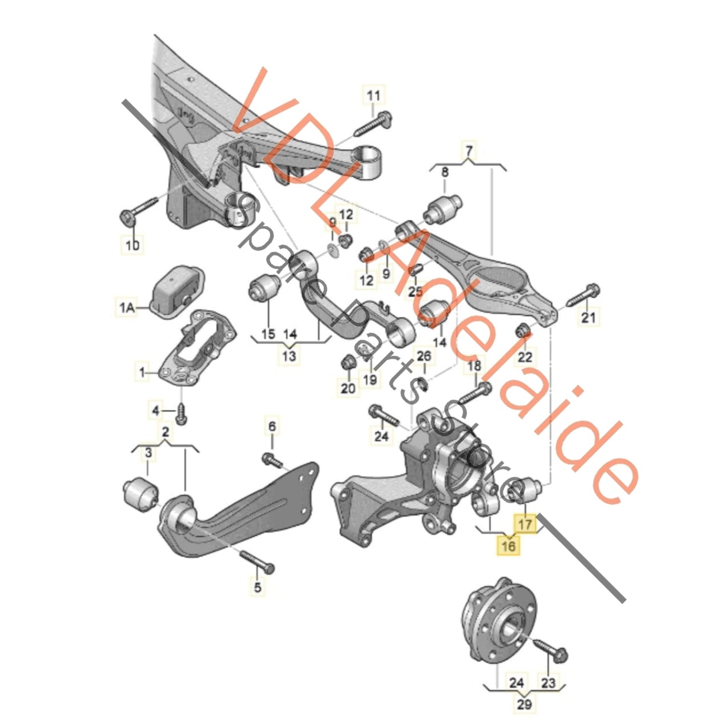 1K0505433 VW Golf Mk5 R32 Left Rear Wheel Bearing Housing Hub Knuckle Suspension 1K0505433