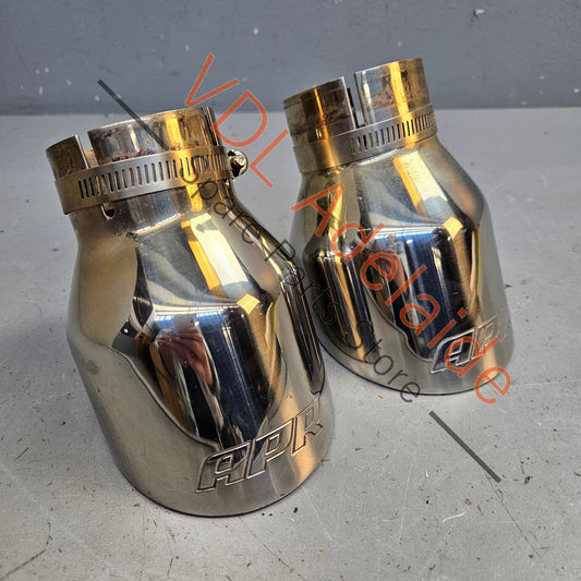 APR Double Walled 3.5inch Slash-Cut Exhaust Tips Polished Silver Chrome Audi S3 S6 S7 VW Golf Gti R Porsche 718 Boxster Cayman