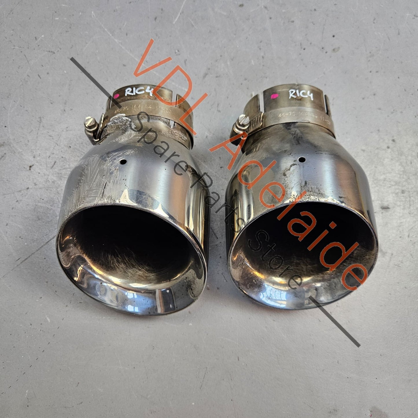 APR Double Walled 3.5inch Slash-Cut Exhaust Tips Polished Silver Chrome Audi S3 S6 S7 VW Golf Gti R Porsche 718 Boxster Cayman