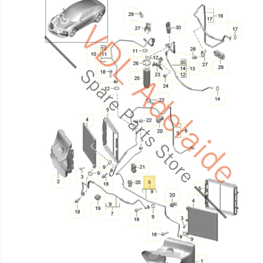 99157310502 Porsche 911 991.1 AC Air Conditioning Pressure Pipe Hose 99157310502