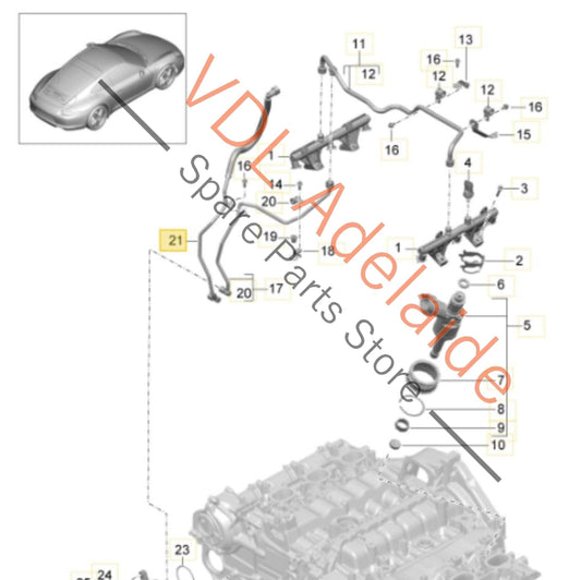 9A111090604 Porsche 911 High Pressure Fuel Petrol Pipe Hose 9A111090604