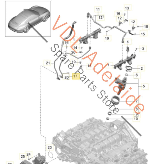 9A111009502 Porsche 911 High Pressure Fuel Petrol Pipe Hose 9A111009502