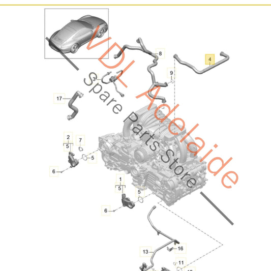 9A110751001 Porsche 911 991 Crankcase Breather PCV Hose Pipe 9A110751001