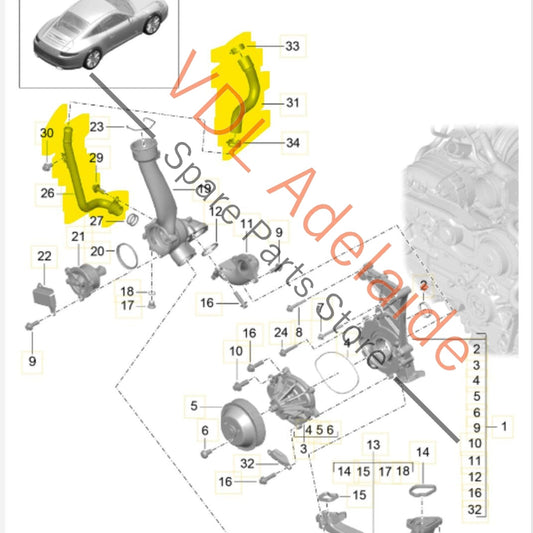 9A110685200 9A110685102 Porsche 911 Coolant Reservoir Hose Pipe 9A110685200 9A110685102