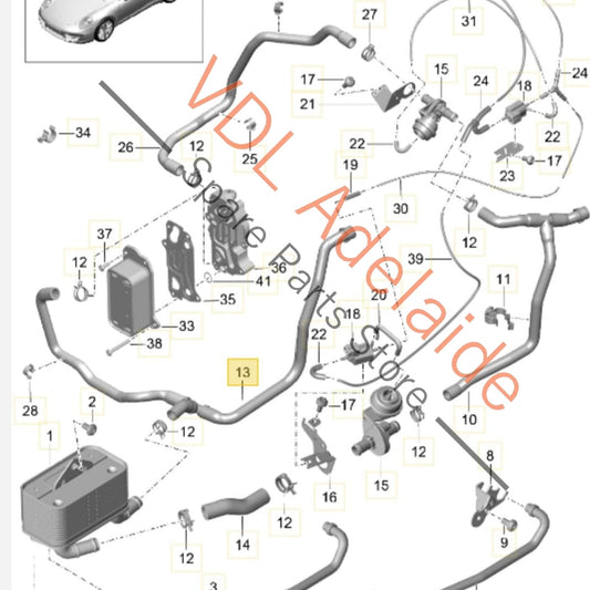 9G130773501 Porsche 911 991 Gearbox Coolant Return Hose Pipe 9G130773501