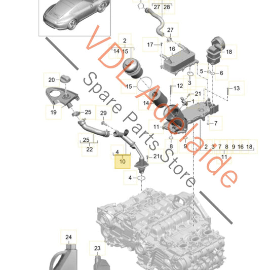 9A110701522 Porsche 911 991 Engine Oil Filler Neck Tube Pipe 9A110701522