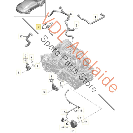 9A111009120 Porsche 911 PCV Breather Valve Hose 9A111009120