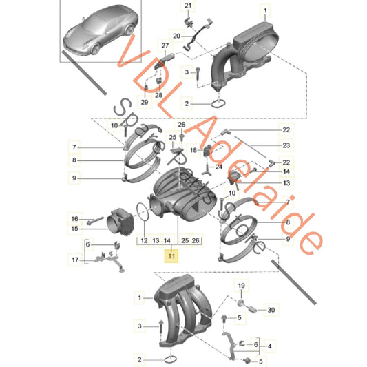 9A111002101 Porsche 911 991 Plastic Intake Distributor Tube Pipe 9A111002101