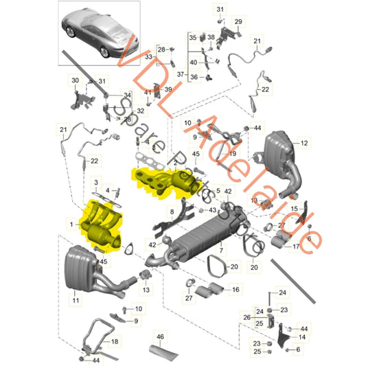 991113411AX 991113412AX 99111341104 99111341204 Porsche 911 991.1 3.8L Catalytic Converter Set Genuine OEM 99111341104 99111341204