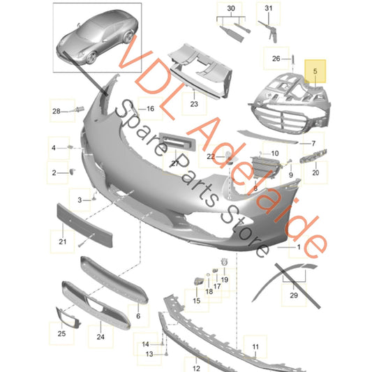 991506000000 Porsche 911 991 Left Front Bumper Retaining Frame Bracket 99150556300 1E0