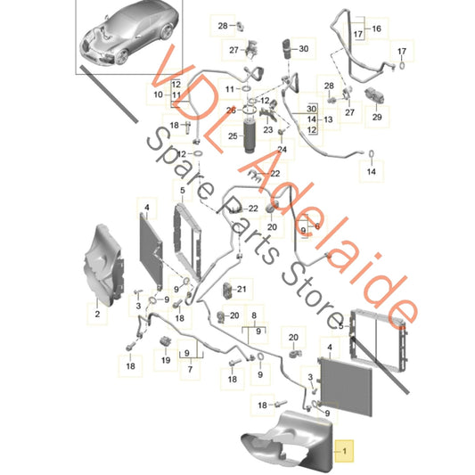 99157532100 991575000000 Porsche 911 991.1 Carrera S Front Left Radiator Air Guide Front Bumper 99157532100 1E0