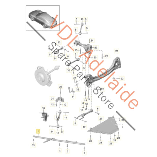 99133108207 Porsche 911 Rear Right Suspension Frame Brace Bracket 99133108207