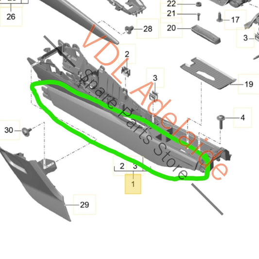 99155322201 99155311101PT7 Porsche 911 991 Black Leather Interior Centre Console Trim Right Side 99155322201