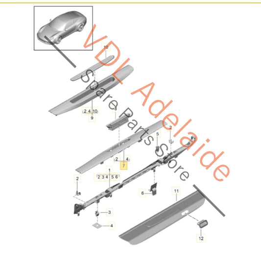 99155502004 Porsche 911 991 Drivers Door Sill Scuff Plate Switch Trim RHS 99155502004 99155512000 1E0