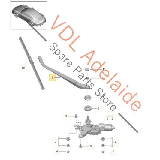 9P1955707 99162818100 Porsche 911 991 Rear Window Wiper Arm 9P1955707 99162818100