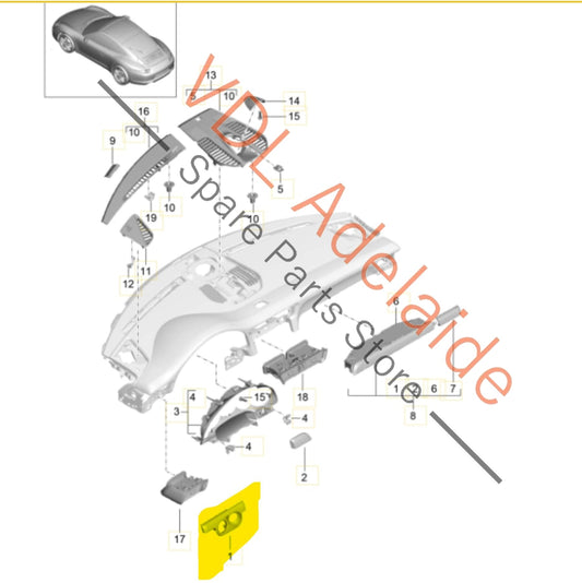 99155238202V08 Porsche 911 991 Trim for Light Switch Galvano Silver Chrome 99155238202 V08