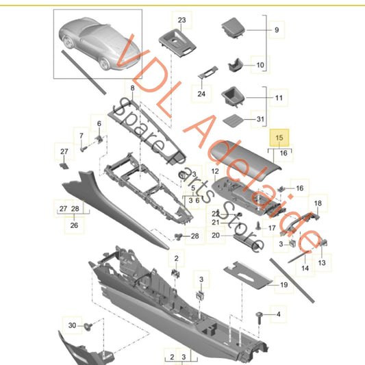99155323100A11 Porsche 911 991 Leather Centre Arm Rest Armrest Lid 99155323100 A11