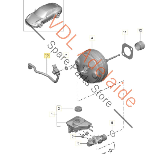 99135557802 99135557810 Porsche 911 991 Brake Booster Vacuum Hose Pipe for RHD 99135557802