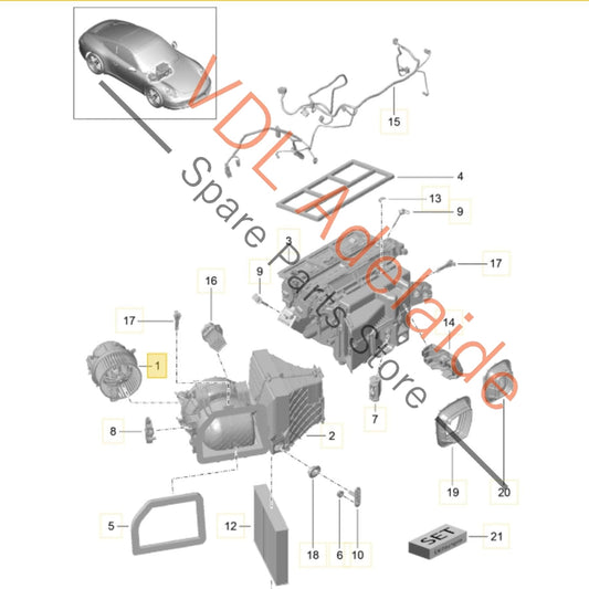 99157392201 Porsche 911 991 AC Blower Fan for Dashboard Air Conditioning suit RHD 99157392201