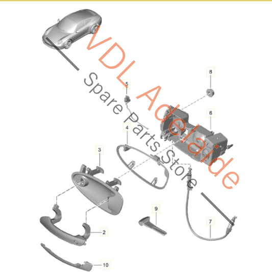 99153891204 99153761402 99153764605 Porsche 911 991.1 Right Side Exterior Door Handle Assembly for RHD 99153764605 99153761402 99153891204