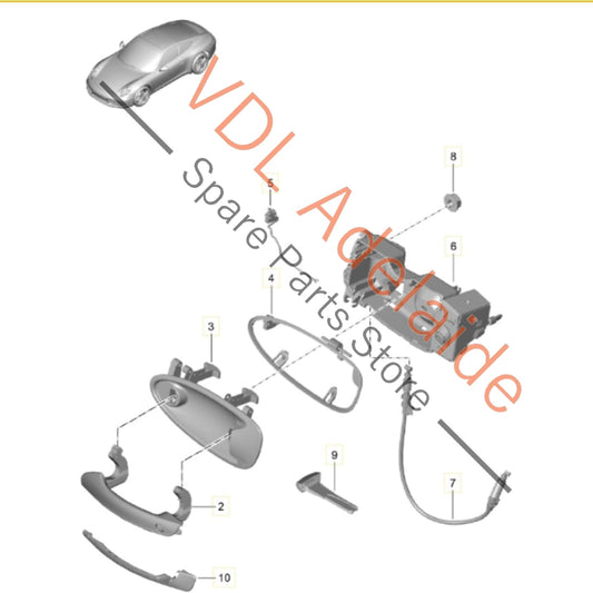 99153764505 99153706305 99153761302 Porsche 911 991.1 Left Side Exterior Door Handle Assembly for RHD 99153761302 99153764505 99153706305