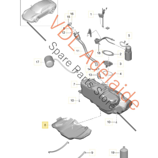 9P1201975B 99120133101 Porsche 911 991 Fuel Tank Underside Protection Panel 9P1201975B 99120133101