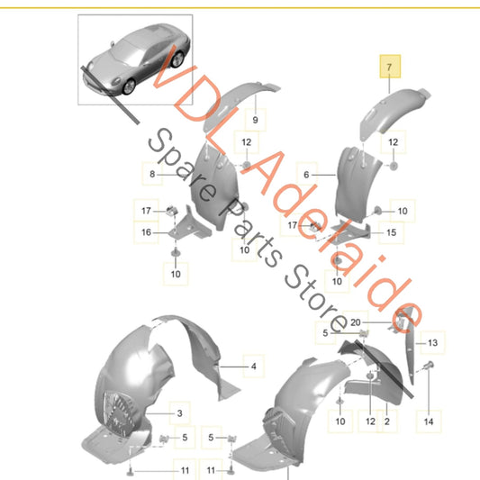 99150450904 Porsche 911 Left Rear Wheel Housing Liner 99150450904 99150450901