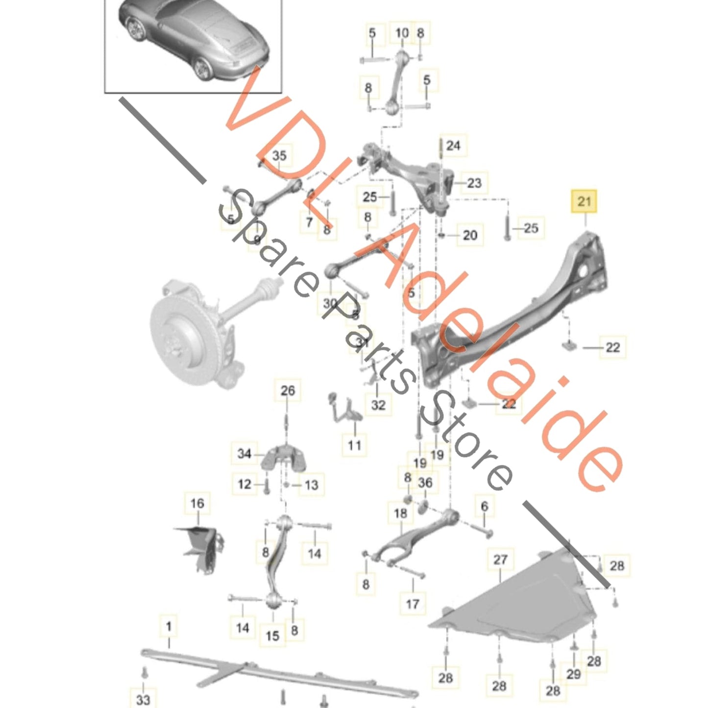 99133126106 Porsche 911 991 Rear Suspension Subframe Crossmember 99133126106