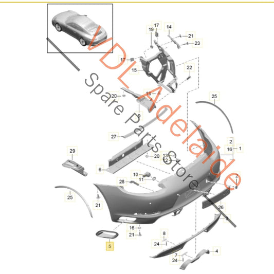 99150566502OK1 Porsche 911 991.2 GTS Rear Bumper Air Outlet Duct Trim Left 99150566502 OK1