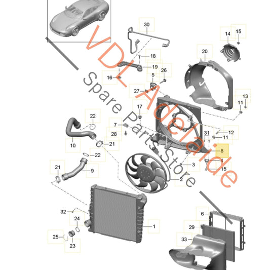 99110615502 Porsche 911 991 Radiator Fan Retaining Bracket Left Side 99110615502